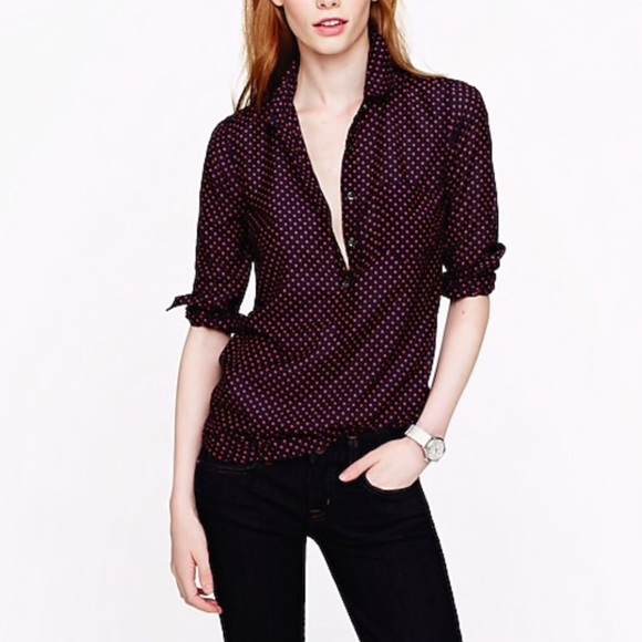 J. Crew Tops - J. Crew | Silk Blend Polkadot Popover | size 0